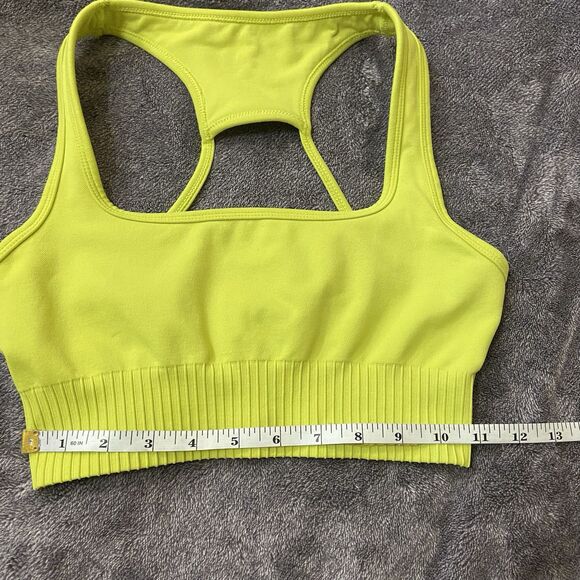 Bo+Tee Ribbed Waist Scoop Neck Sports Bra In Green XS - Picture 7 of 8